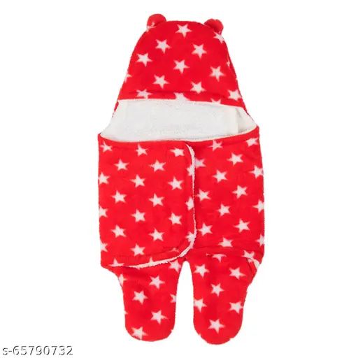 Luxury 3-in-1 Baby Swaddle Wrap & Sleeping Bag - Original Sherpa Lined Super Soft Flannel Hooded Blanket for Infants 0-12 Months (Blue Star Print)